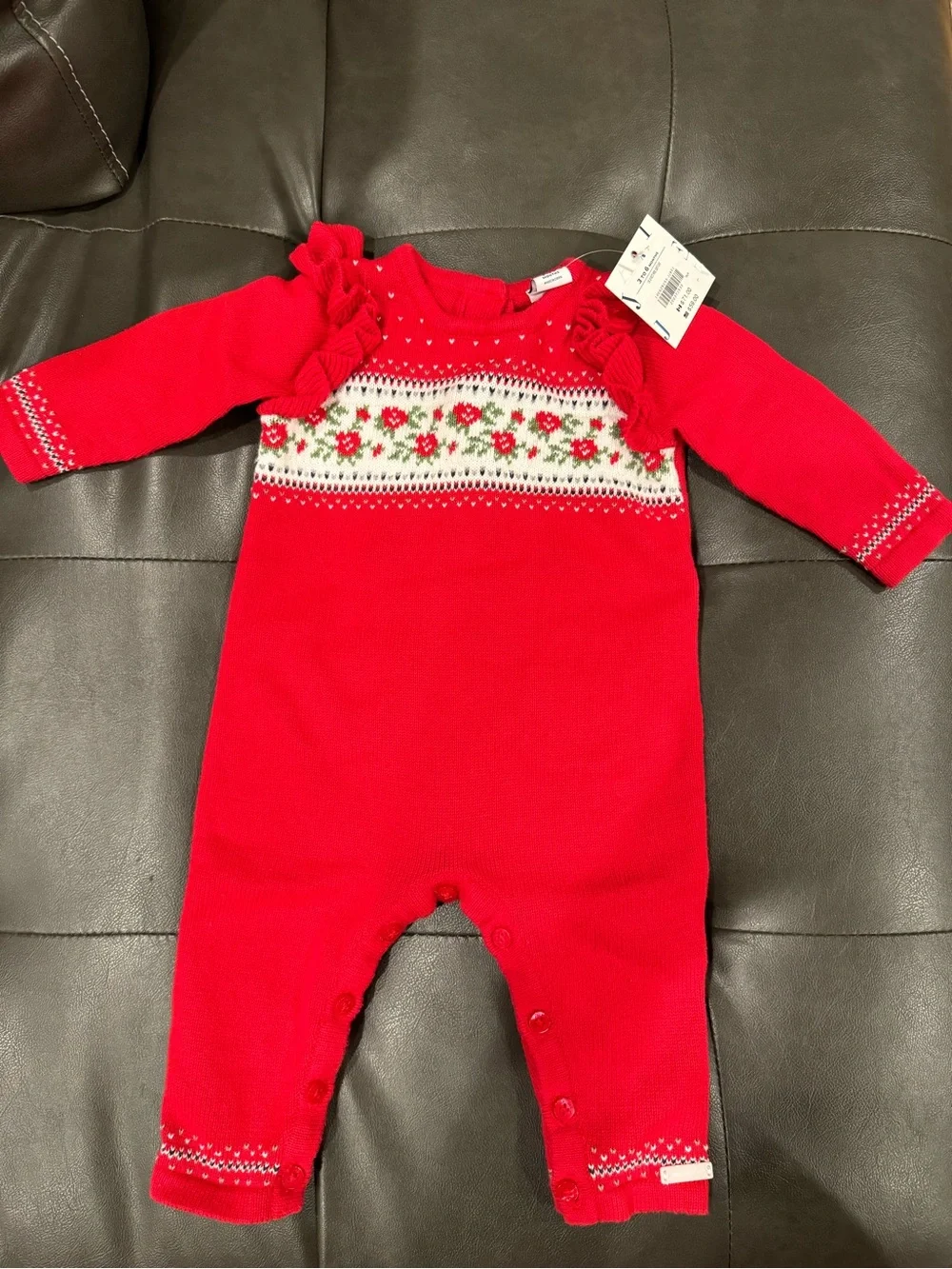 Janie and Jack 3-6 month Red Knit Sweater One-Piece